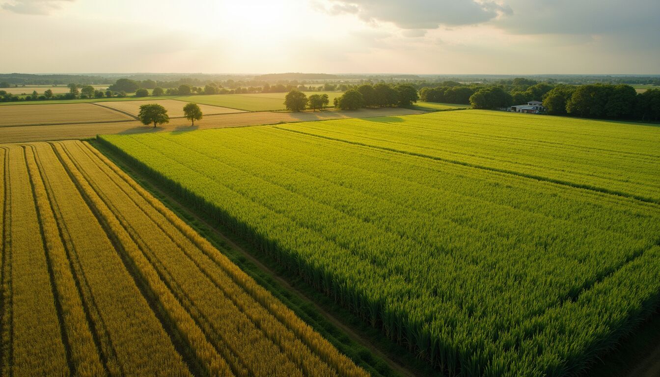 High angle view of a diverse crop farm