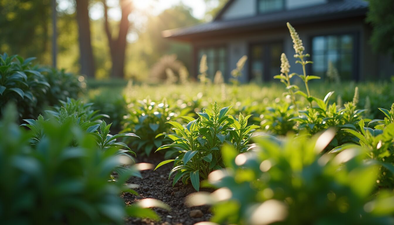 High angle view of smart garden technology